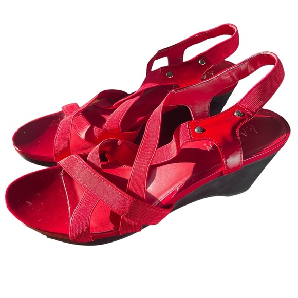 Lauren Ralph Lauren Shoes - Women’s Ralph Lauren Red Strappy Wedge Heels Size 9 1/2